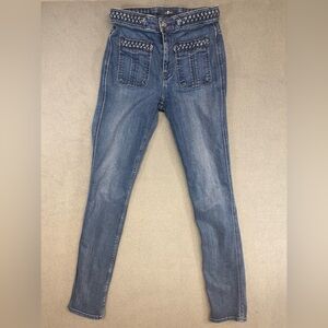 7 For All Mankind Women’s Skinny Braided Jeans Size 28